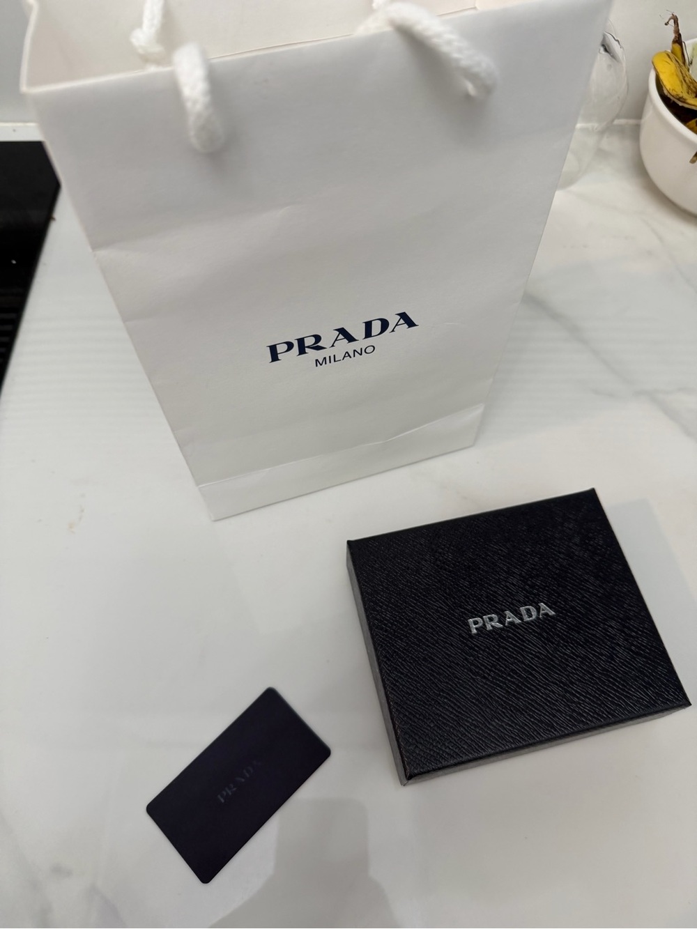 Prada Men’s Black Saffiano Leather Card Wallet - PRADA